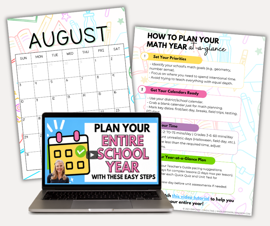 Yearly Math Planning Calendar